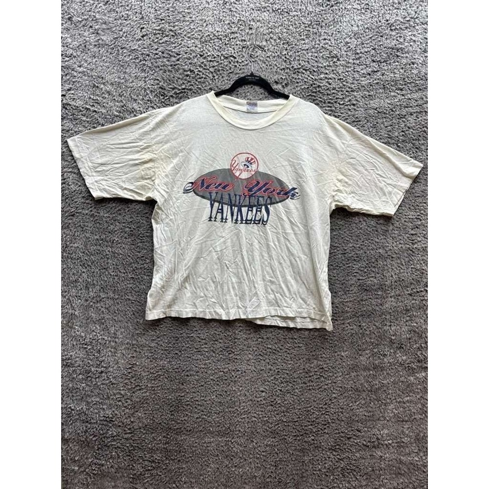 Vintage‎ 1995 New York Yankees MLB Short Sleeve Graphic T-Shirt White Men Size L